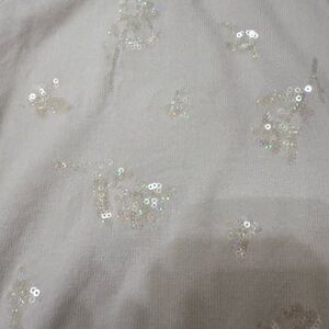 Sequin Embellished Cream Fabric